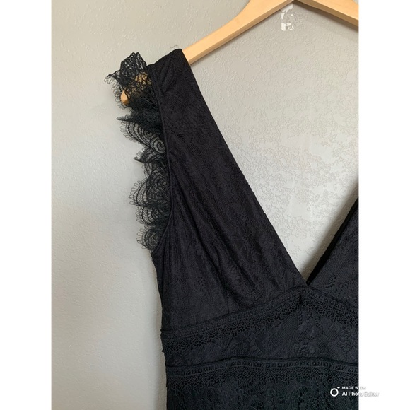 Lulus Large Marvelous Darling Black Lace Ruffled Tiered Maxi Dress NWT Formal - Picture 6 of 16